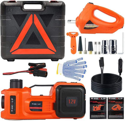 Cric Électrique Tout-en-Un 5T avec Clés à chocs et gonfleur