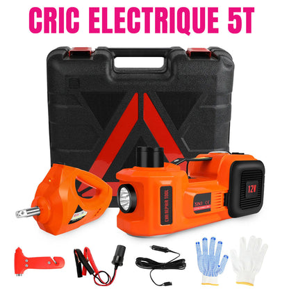 Cric Électrique Tout-en-Un 5T avec Clés à chocs et gonfleur