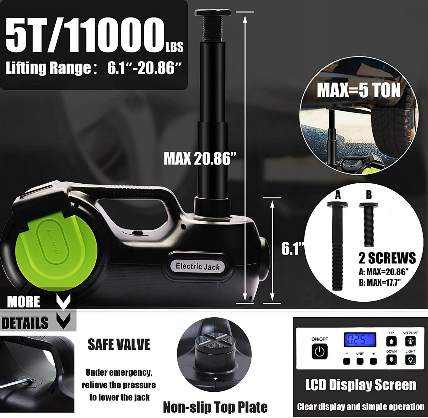 Kit de Cric Électrique 4en1 de 5T- DELUXE - BF